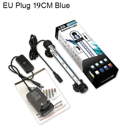 HULIANFU Waterproof LED Aquarium Lights Fish Tank Light Bar Blue/White 19/29/39/49CM Submersible Underwater Clip Lamp Aquatic Decor EU - Deanwangkt