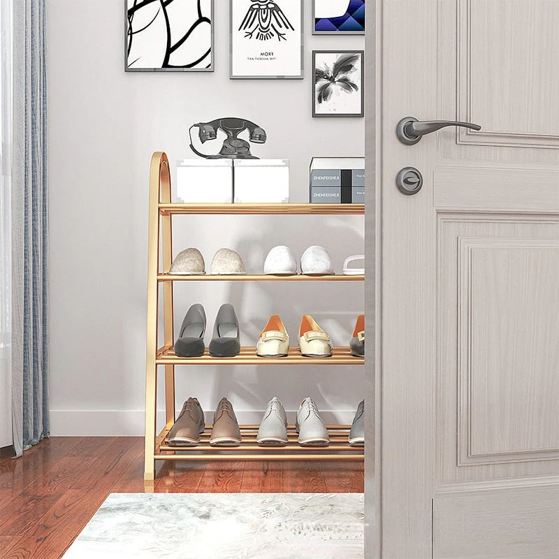 HULIANFU Shoe rack creative light luxury wind dust-proof storage shoe rack dormitory stainless steel - Deanwangkt