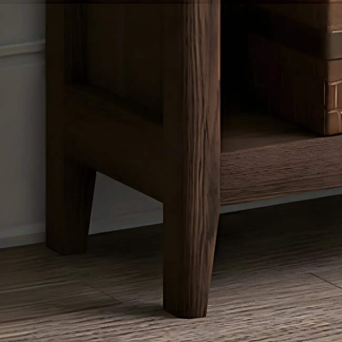 Modern Wooden Bookcase with Adjustable Shelves and Drawers