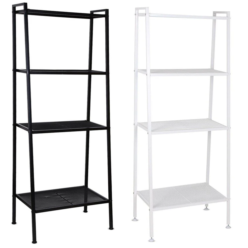 HULIANFU Ladder Shelf 4-Tier Bookshelf Plant Flower Stand Storage Rack Industrial Organizer Modern Shelves Shelving Bookcase Stable Metal - Deanwangkt
