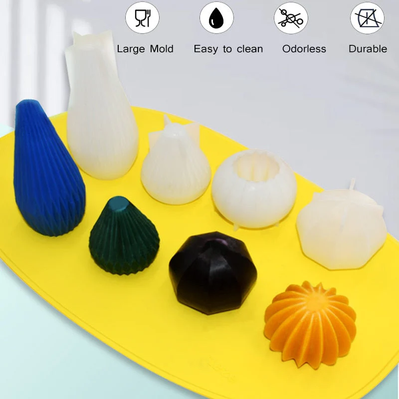 HULIANFU Silicone Candle Making Mold Geometric 3D Shape Resin Epoxy Chocolate Cake Handmade DIY Craft Mould Form for Candles - Deanwangkt