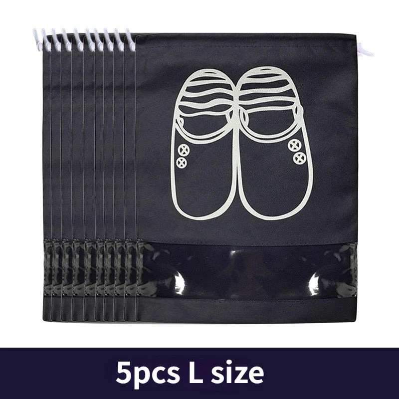 HULIANFU Shoes Storage Bag Closet Organizer Non-woven Travel Portable Bag Waterproof Pocket Clothing Classified Hanging Bag 5pcs L size - Deanwangkt