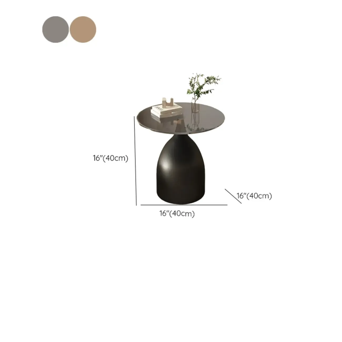 Classic Glass Pedestal Base Circular Chairside Table - Table Only