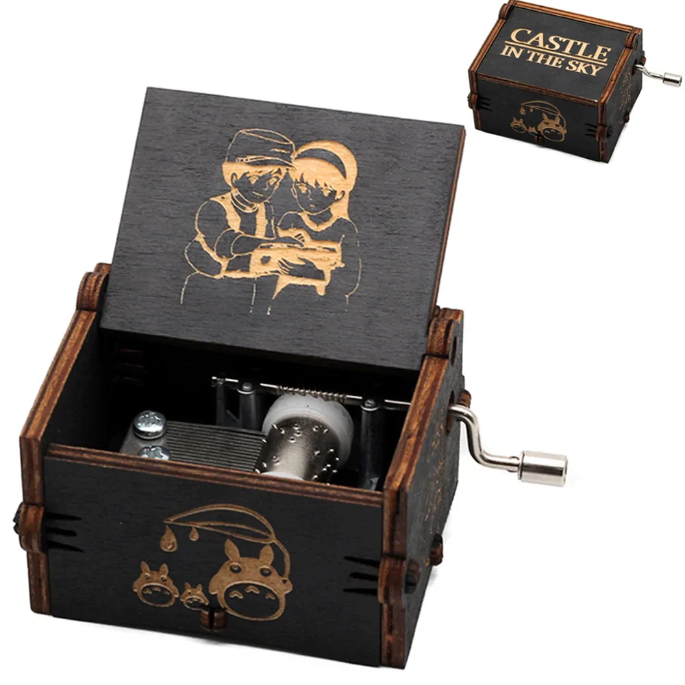 HULIANFU New Attack On Titan Queen Music Box Antique Carved Wooden Hand Cranks Power Game Crossing Rainbow Christmas Birthday Gifts - Deanwangkt