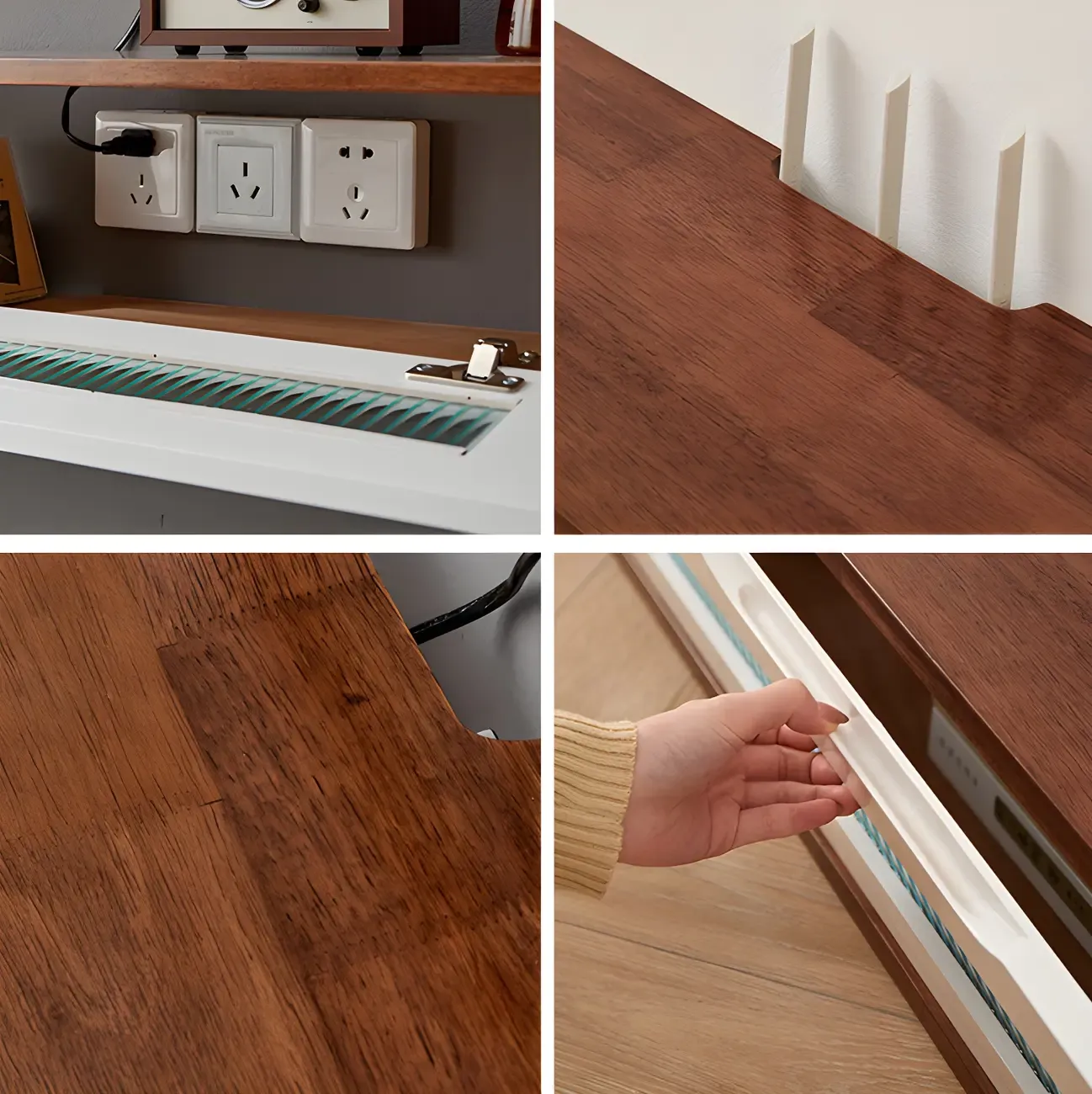 Rubberwood Wall Mount TV Stand Entertainment Center