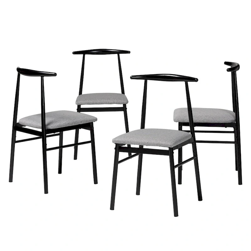 Arnold Modern Industrial Fabric and Metal 4-Piece Dining Chair Set
