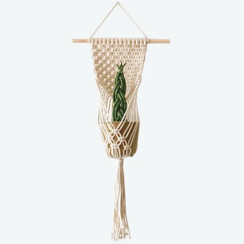 HULIANFU New arrival good quality handmade macrame plant hanger, pot holder  pot hanging  pot tray for garden for home - Deanwangkt