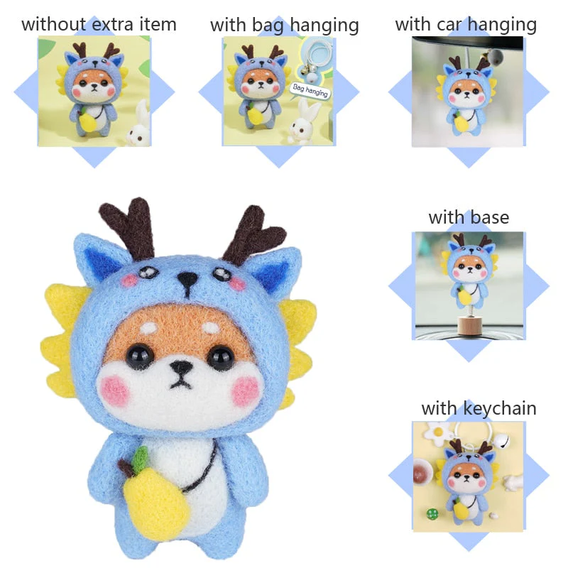 HULIANFU LMDZ Fashion Lovely Wool Felting Fabric Materials Handcraft Needle Felting Kit Doll Twelve zodiac for Needle Material Bag Pack - Deanwangkt