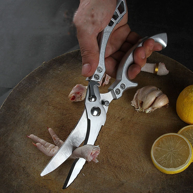 HULIANFU Kitchen Scissors Chicken Bone Scissors Chicken Duck Fish Cutter Shears Stainless Steel Scissors Scale Clean Cook Scissors Knife - Deanwangkt