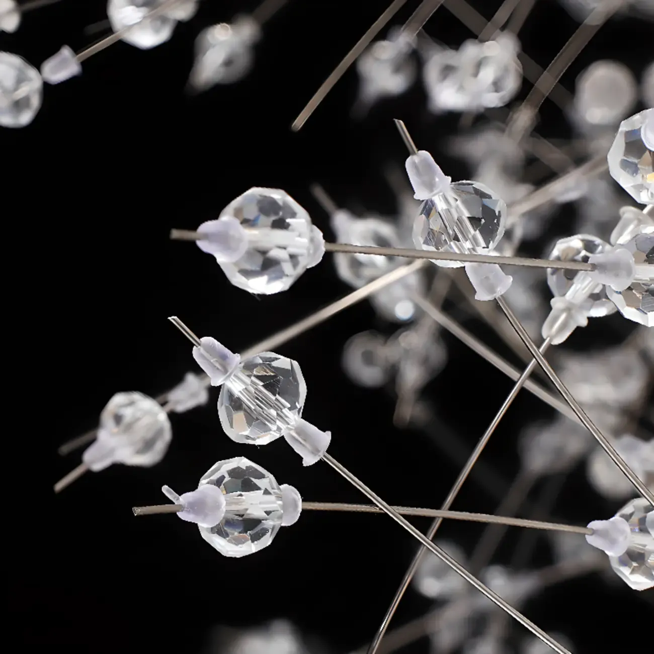 Modern Crystal Round Chandelier with Starburst Design