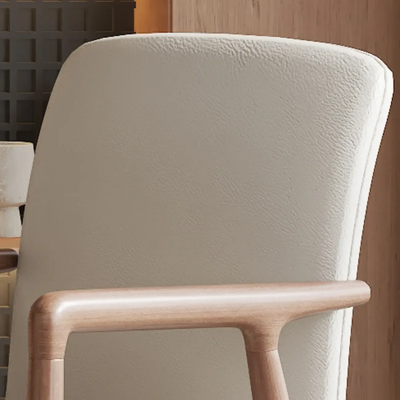 Modern Wood Faux Leather Upholstered Dining Armchair