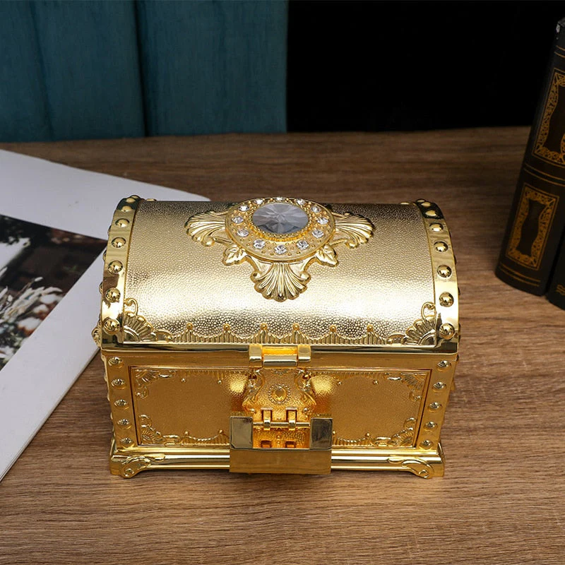 HULIANFU Luxury Golden Double Layers Jewelry Organizer Metal Storage Box Desk Makeup Organizers Box With Drawer Gift For Girl Friend.Z223 - Deanwangkt