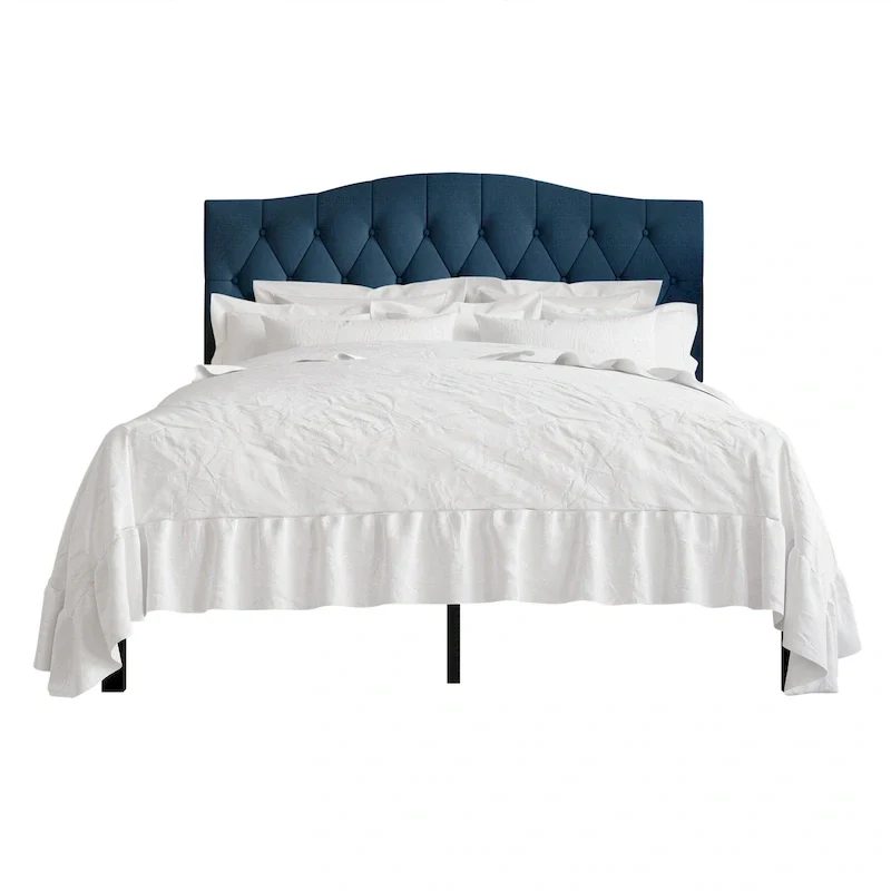 CraftPorch Classic Linen Button Tufted Upholstered Platform Bed