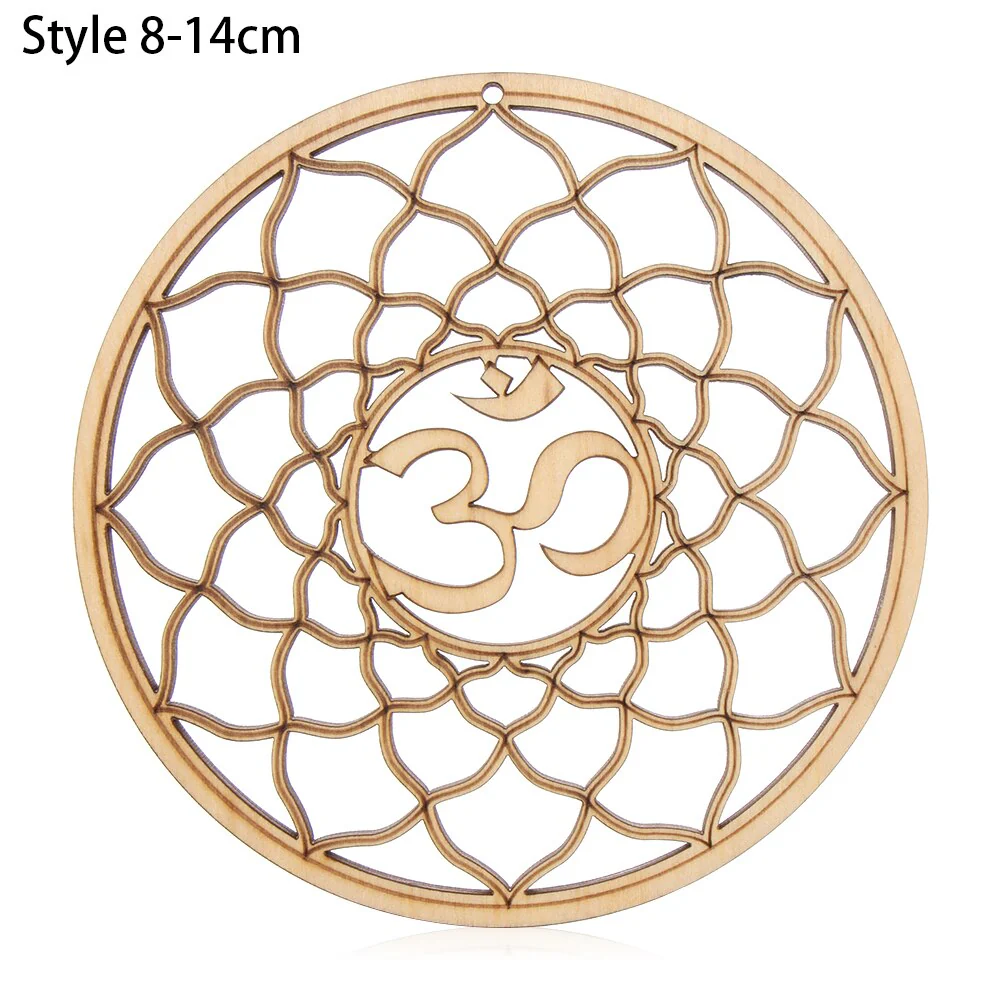 HULIANFU Log Color Chakra Pattern Round Edge Circles Carved Wooden Stand Coaster Flower of life Reload Stone Kitchen Hot Pad Mat Decor - Deanwangkt