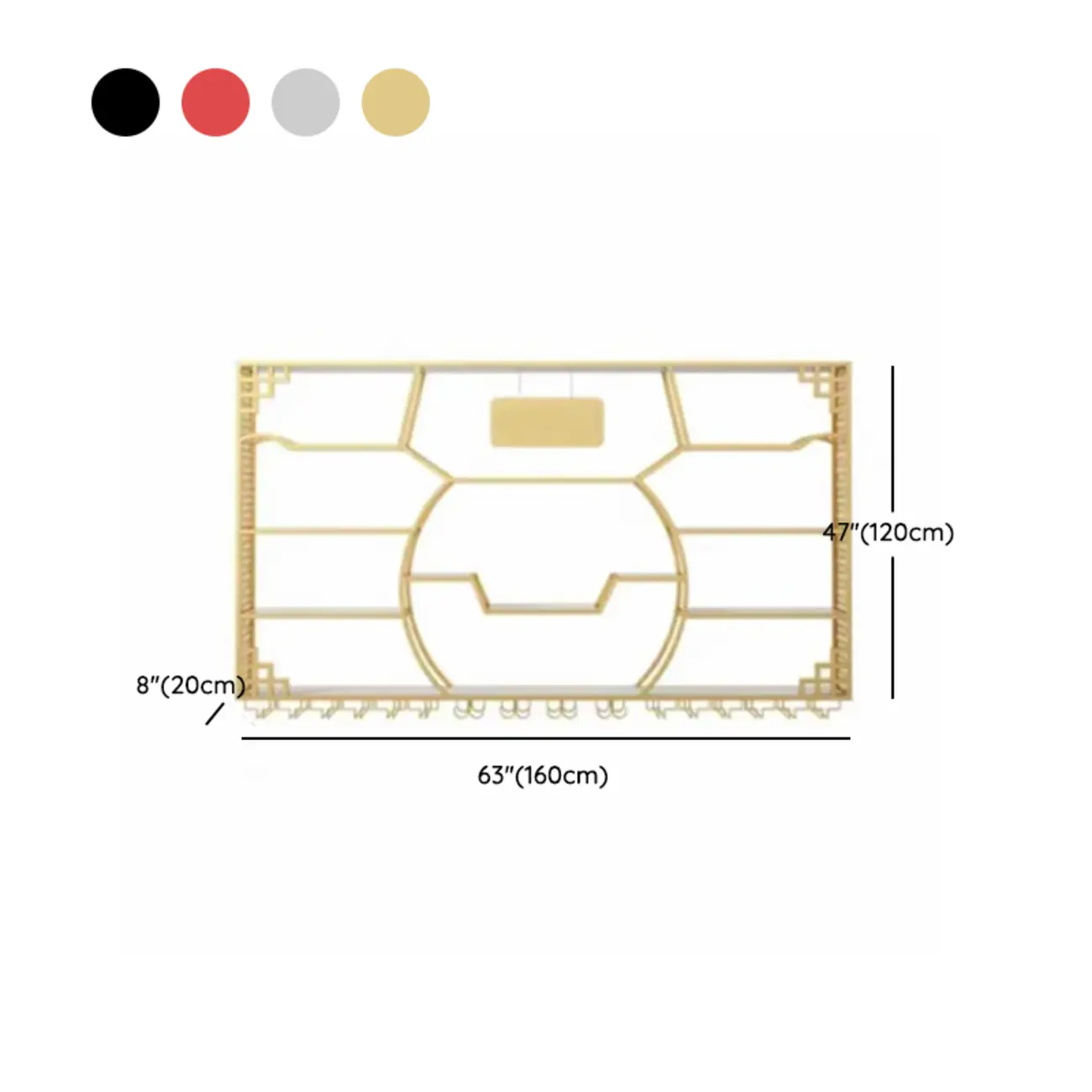 Multi-Shelf Gold Metal Wall-Mounted Wine & Glass Rack
