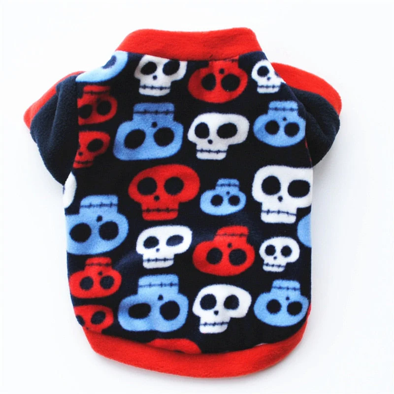 HULIANFU Warm Fleece Pet Dog Clothes Cute Skull Printed Pet Coat Puppy Dogs Shirt Jacket French Bulldog Pullover Camouflage Dog Clothing - Deanwangkt