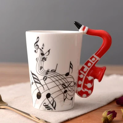 HULIANFU Novelty Music Note Cup Ceramic Guitar Coffee Mugs Personality Tea/Milk/Juice/Lemon Water Bottle Christmas Birthday Gift - Deanwangkt