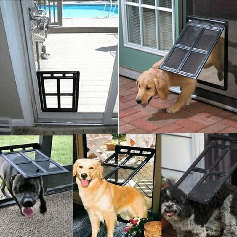 HULIANFU Pet Accessories Two Size Black Dog Gate Quiet Out and In Puppy Cats Door Easy To Install Light Weight Suitable for Large Pets - Deanwangkt