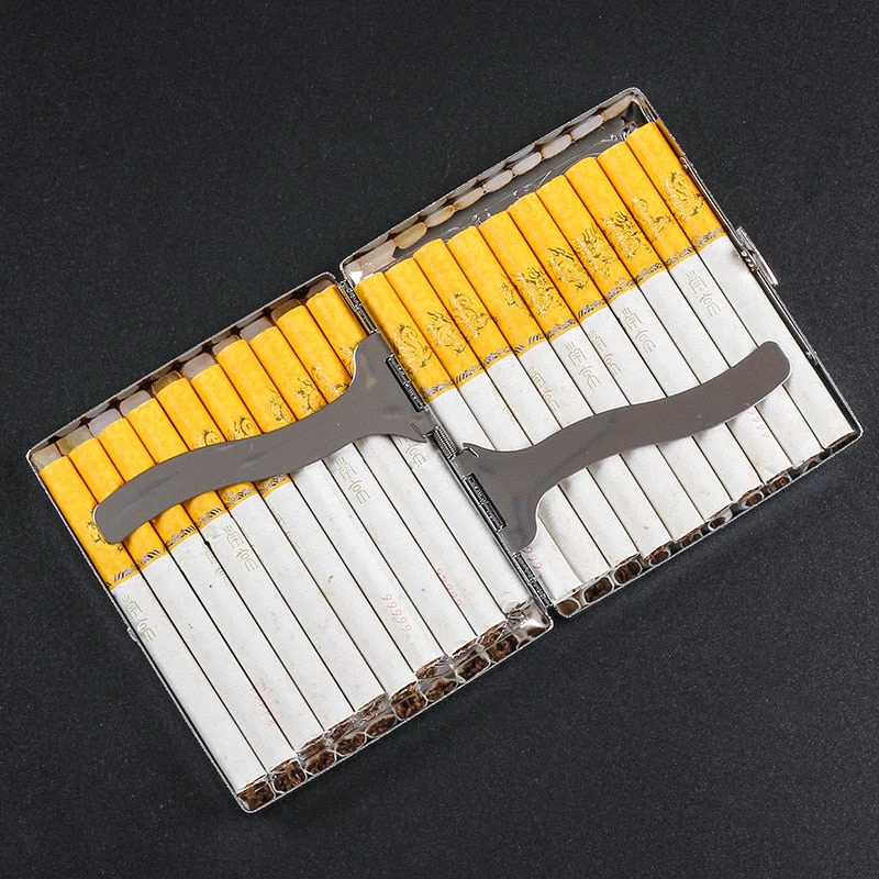 HULIANFU Silver Portable Metal Cigarette Case for Thick Cigarettes Flip Open Traveling Cigarette Container Box Holder Outdoor Smoking1PC - Deanwangkt