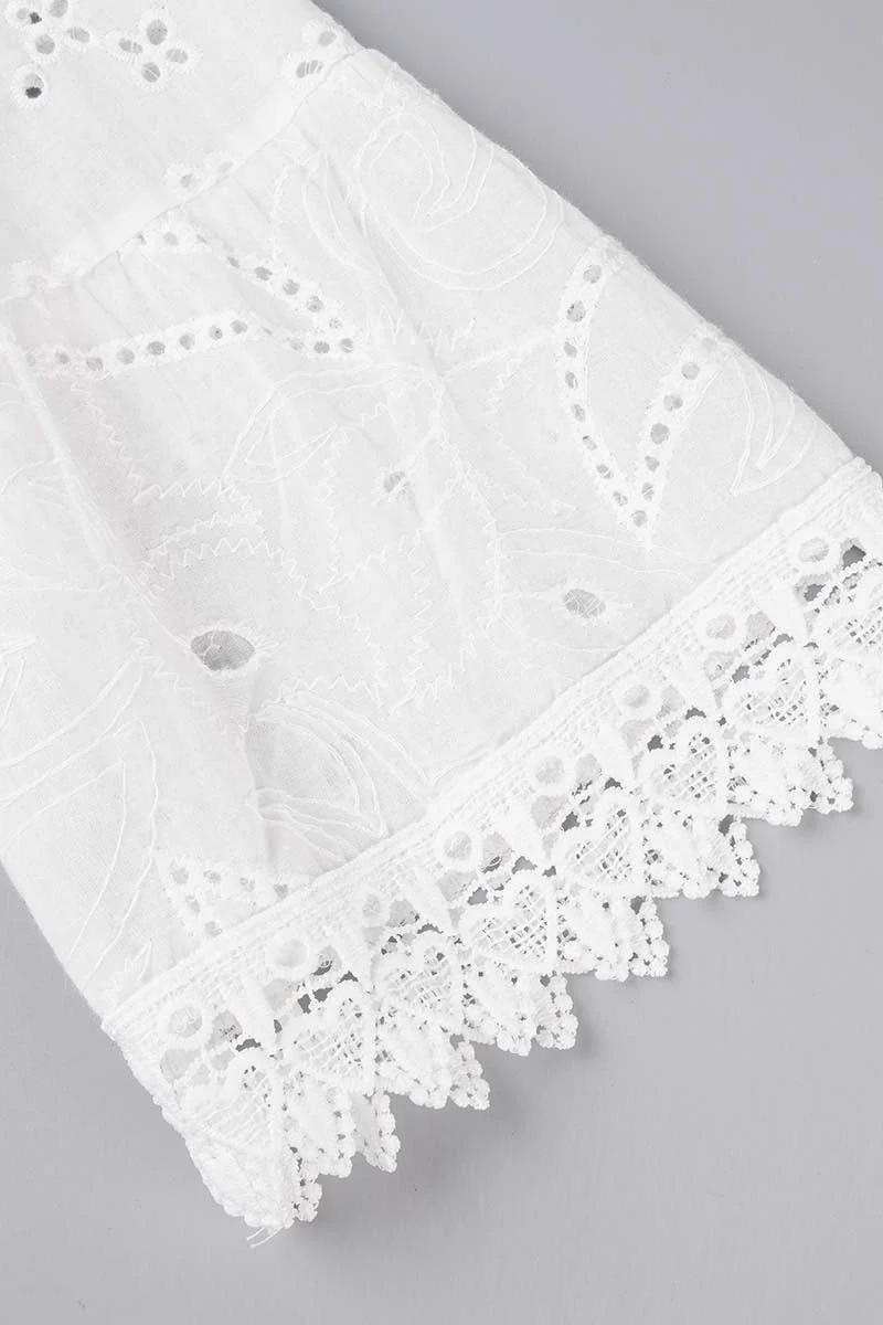 hulianfu - Sweet Elegant Solid Tassel Embroidered Hollowed Out V Neck A Line Dresses - Deanwangkt