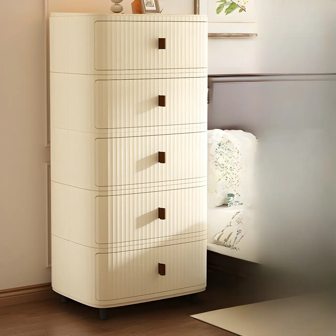 Modern Black And White Grid Top Nightstands with Drawers