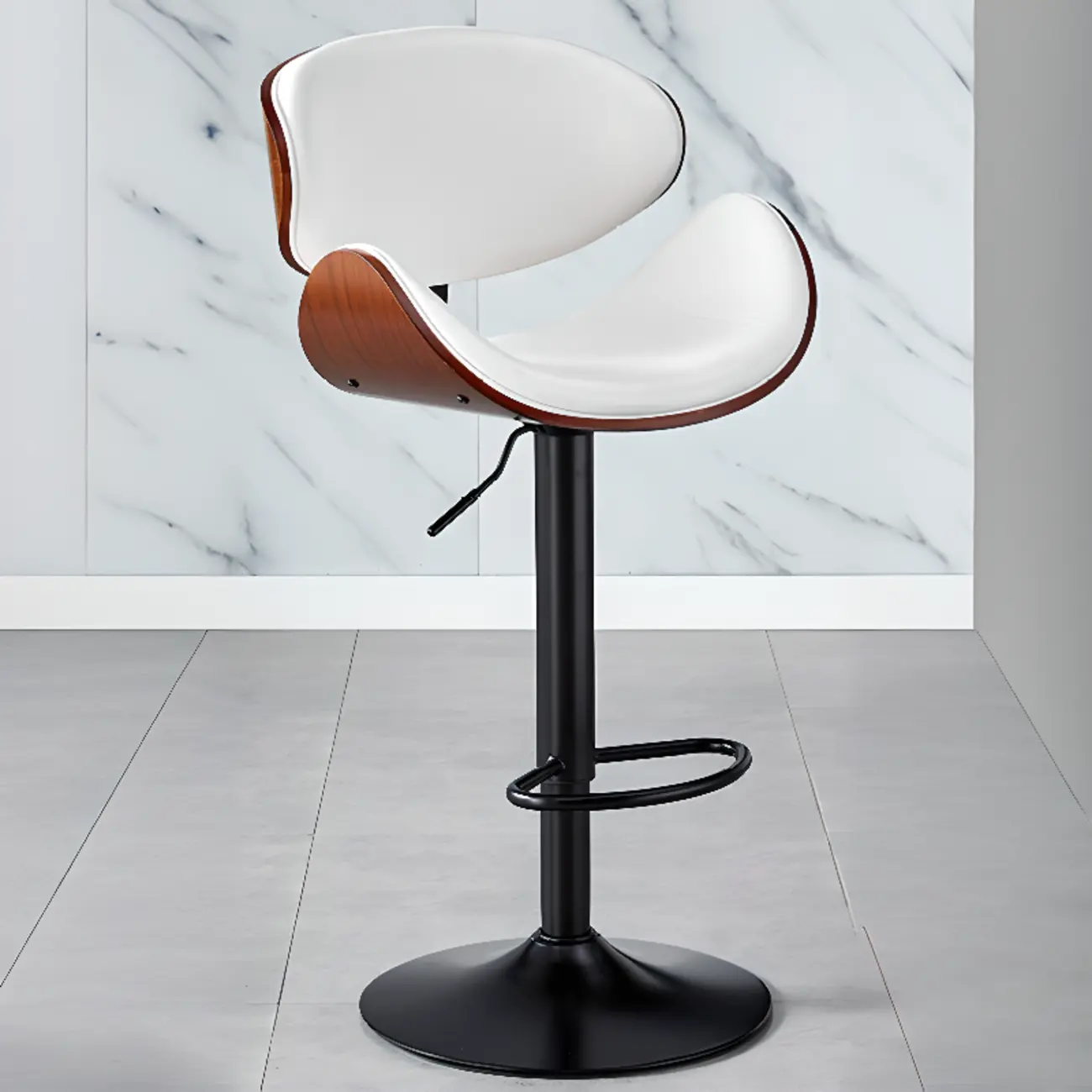 Bucket Adjustable Swivel Leather Bar Stools