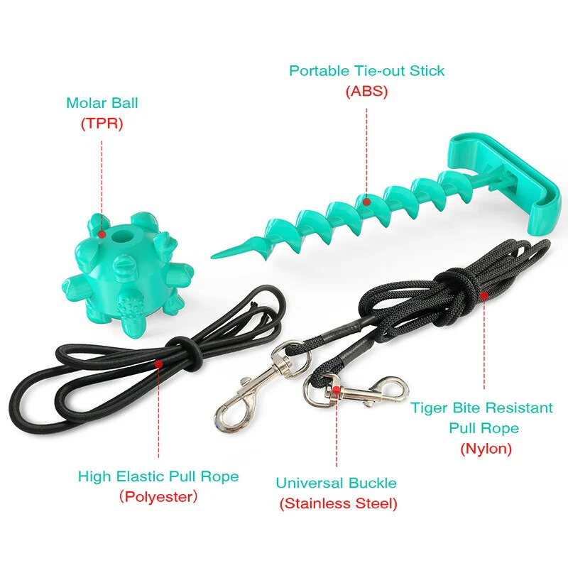 HULIANFU Training Stakes Portable Dog Leash Pile Tie-Out Stick Chew Toy Elasticity Chain for Outdoor Camping Backyard pet leash - Deanwangkt