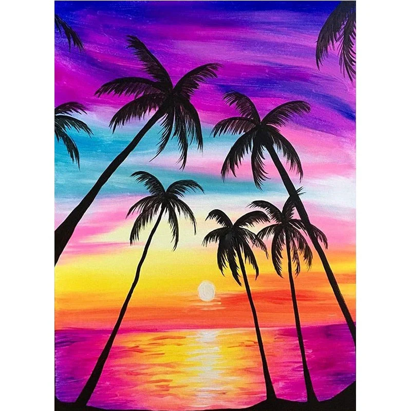 HULIANFU Sunset Scenery DIY 5D Diamond Painting Full Round Drill Mosaic Landscape Diamond Embroidery Picture Rhinestone Home Decor Gift - Deanwangkt