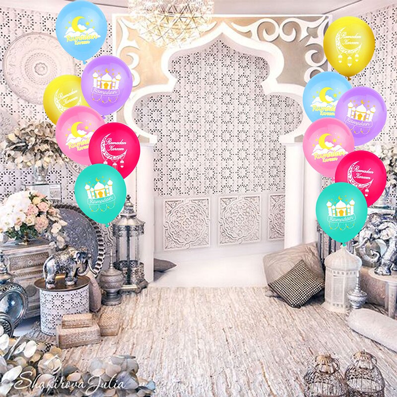 HULIANFU Ramadan Kareem Banner Latex Balloons Set Muslim Islamic Festival Party DIY Decoration Eid Al Adha Gifts - Deanwangkt