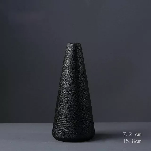 HULIANFU New Black Ceramic Small Vase Home Decoration Crafts Tabletop Ornament Simplicity Japanese-style Decoration - Deanwangkt