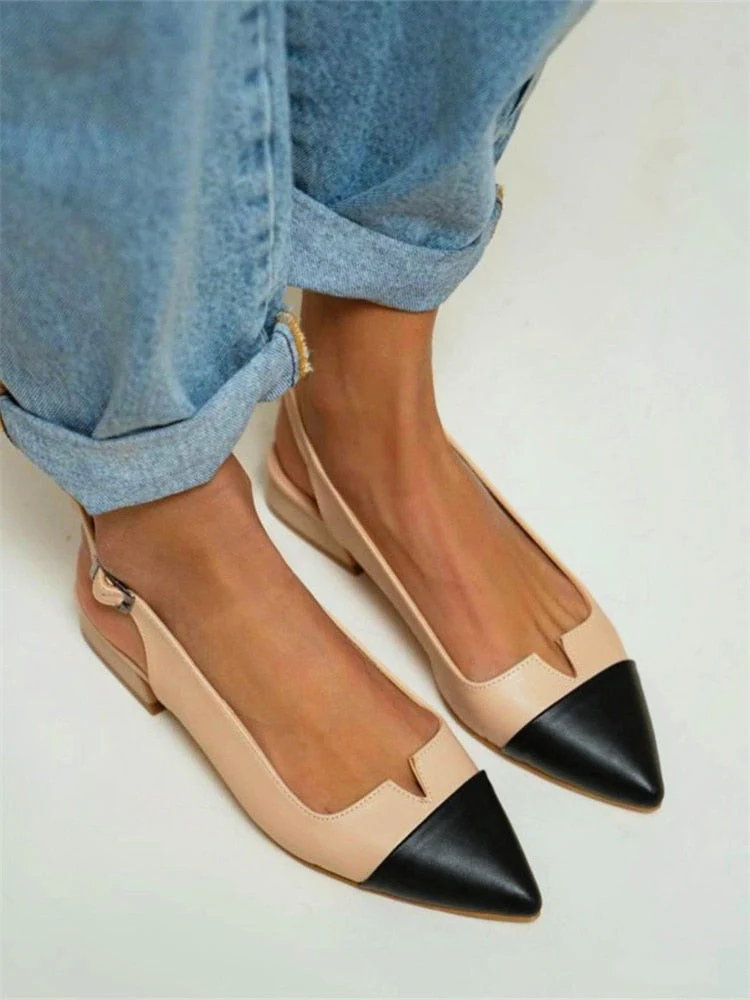 hulianfu Sandals Women Summer  Casual College Mixed Color Buckle Empty Fashion Pointy Simplicity Elegant Woman Shoes With Low Heels - Deanwangkt