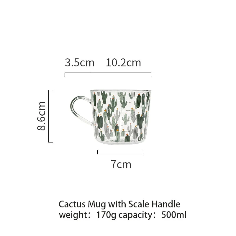 HULIANFU MDZF SWEETHOME 500ml Yellow Peach Cactus Glass Tea Milk Cups With Scale Coffee Mug Party Creative Drinkware Tumbler Water Cups - Deanwangkt