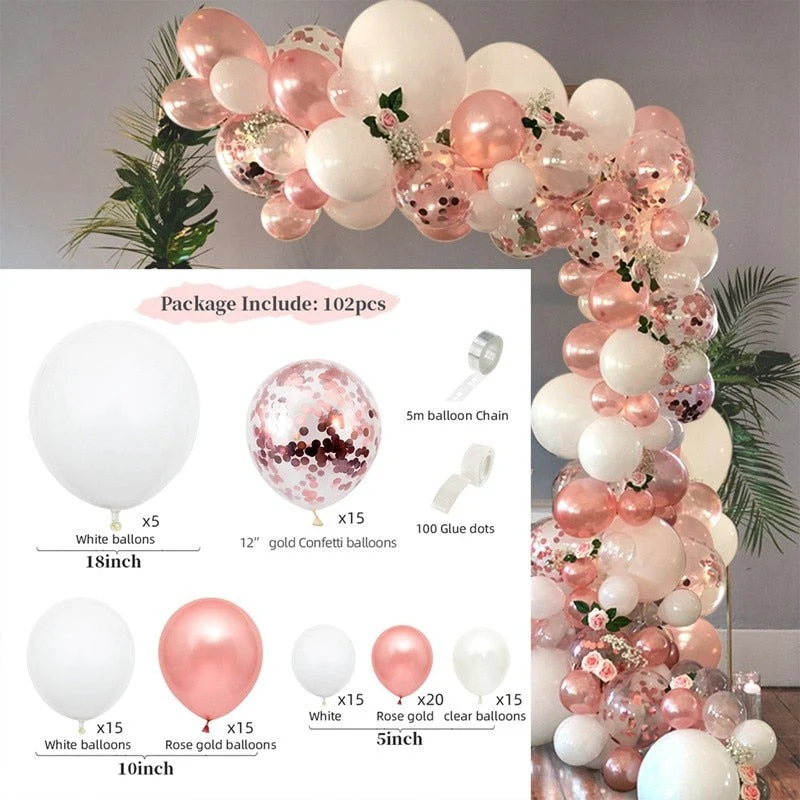 HULIANFU Macaron Pink Balloon Garland Arch Kit Wedding Birthday Party Decoration Kids Globos Rose Gold Confetti Latex Ballon Baby Shower - Deanwangkt