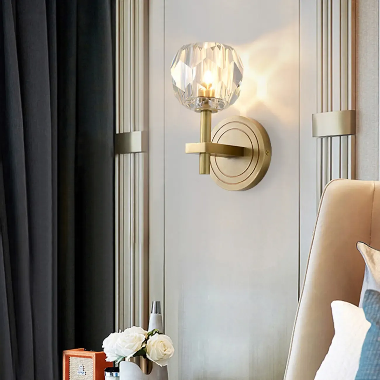 Modern Gold Crystal Vanity Light for Bathroom