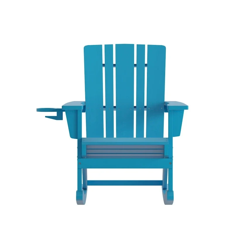 All-Weather Rocking Adirondack Chair with Swiveling Cupholder