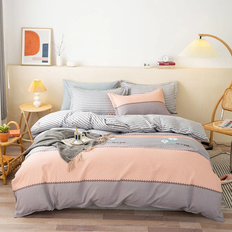 HULIANFU  Soft Bedding Set with Fitted Sheet Duvet Cover Pillowcase Boys Girls Bed Linen Flowers Plant Home Bedclothes - Deanwangkt
