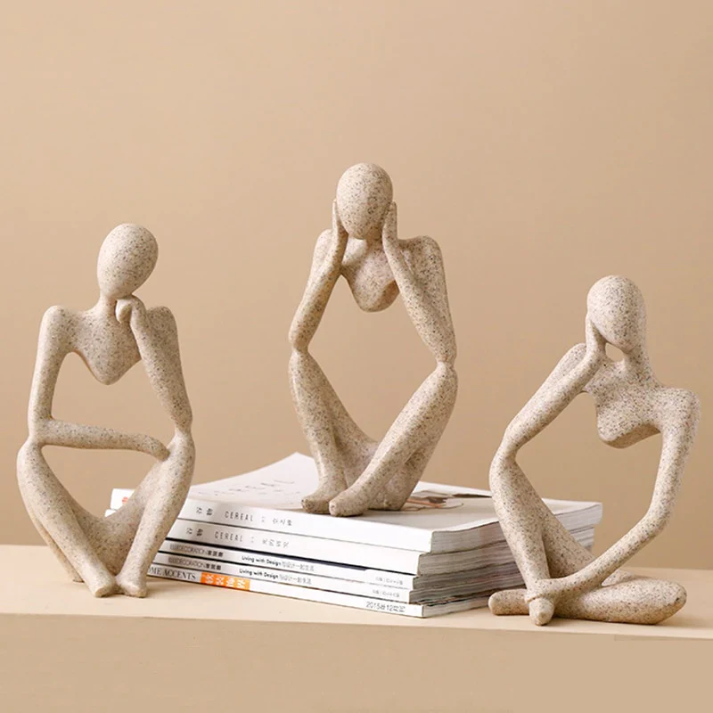 HULIANFU Modern European Style Resin Abstract Thinker Statue For Decoration Simple Sculpture Figurine Hotel Office Home Decor New - Deanwangkt