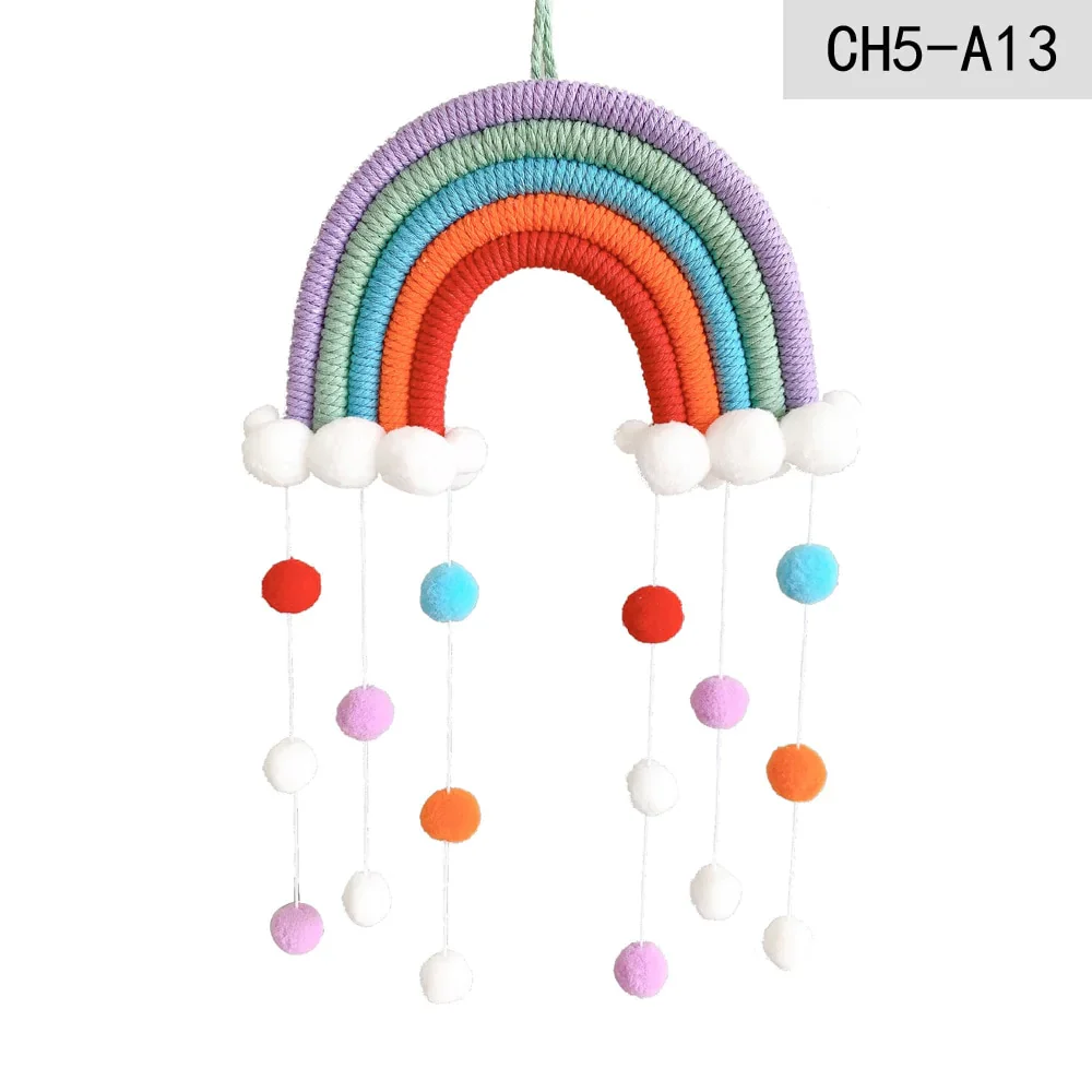 HULIANFU Nordic Cloud Rainbow Raindrop Wall Hangings Decoration For Kid Girls Bedroom Hanging Pendant Baby Bed Tent Hanging Toy Pendant - Deanwangkt