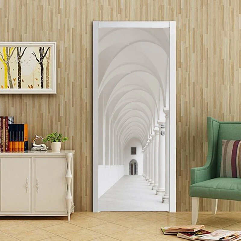HULIANFU 2026  Modern PVC Door Sticker Self Adhesive Vinyl Silver Water Wave Pattern Waterproof Wall Sticker Home Decor Wallpaper - Deanwangkt