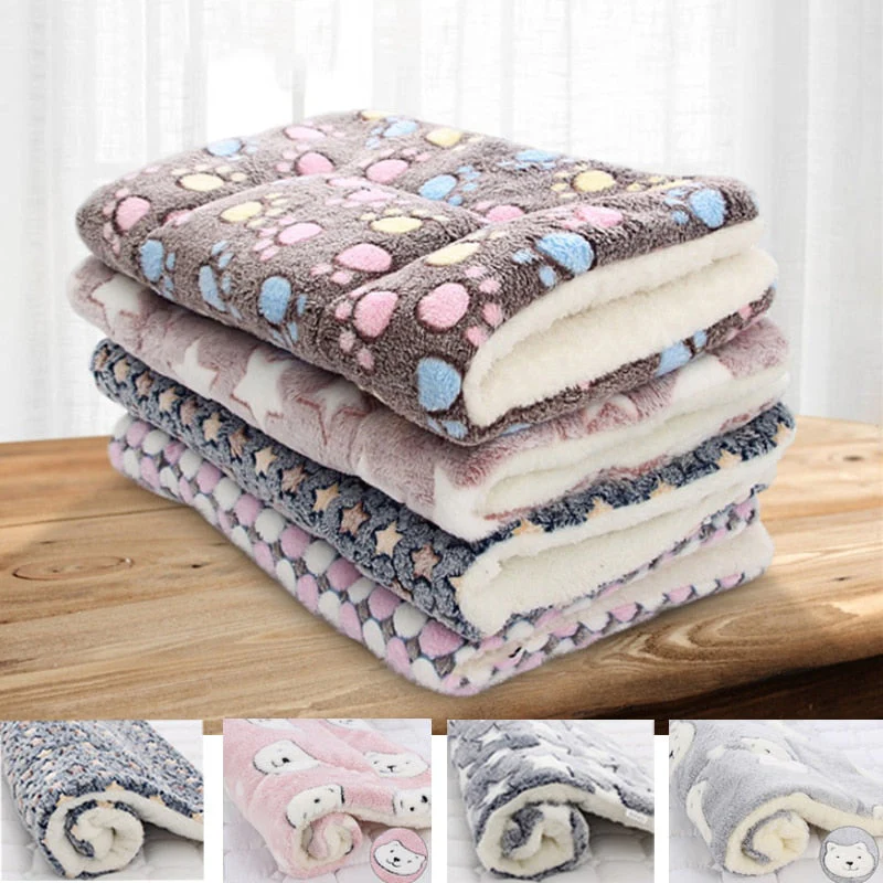 HULIANFU Pet Sleeping Mat Cat Bed Dog Bed Thickened Pet Soft Wool Mat Blanket Mmattress Household Portable Washable Warm Carpet - Deanwangkt