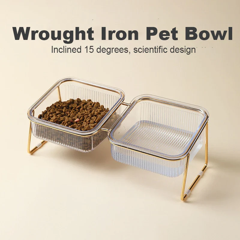 HULIANFU Non-Slip Pet Bowls For Cats Food Cat Water Bowl Double Cat Bowl Dog Bowl Pet Feeding Cat Dogs Feeder Protection Cervical - Deanwangkt