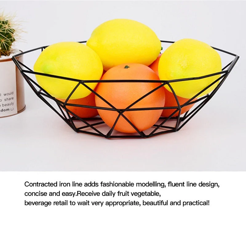 HULIANFU Kitchen Basket Container Bowl Metal Wire Basket Kitchen Drain Rack Fruit Vegetable Storage Holder Snack Tray Storage Bowl - Deanwangkt