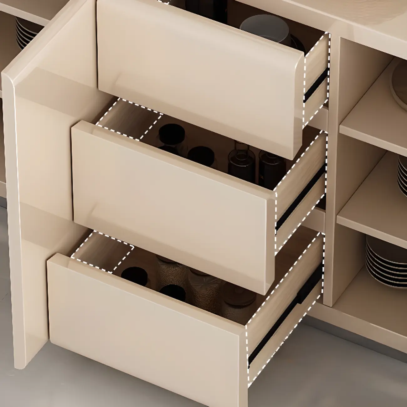 Scandinavian White Sideboard with Drawers & Cabinets