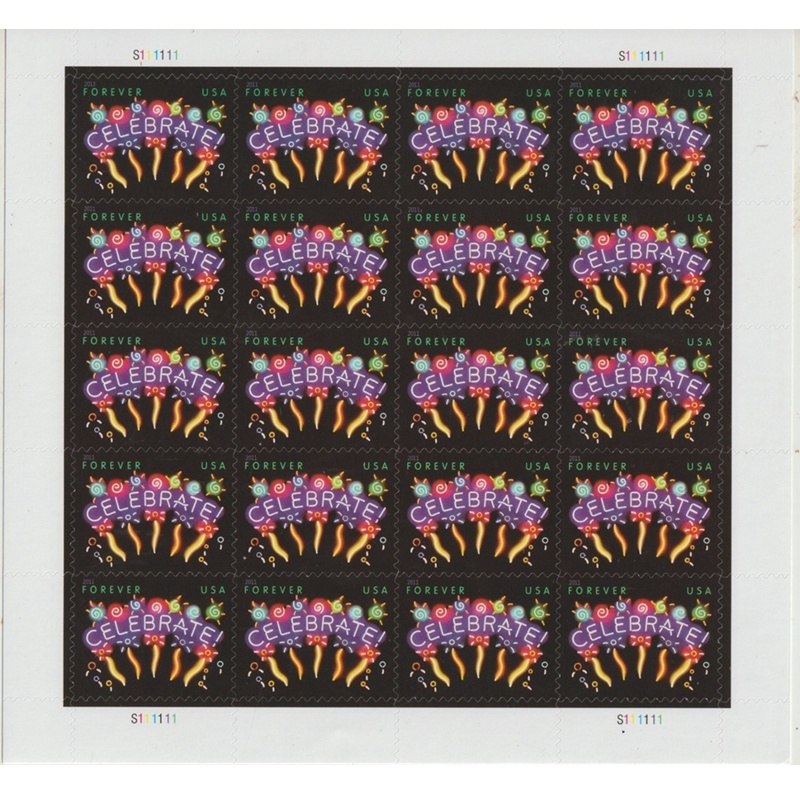 Neon Celebrate 2011, (Sheet of 20) - TWENTYSTAMPS