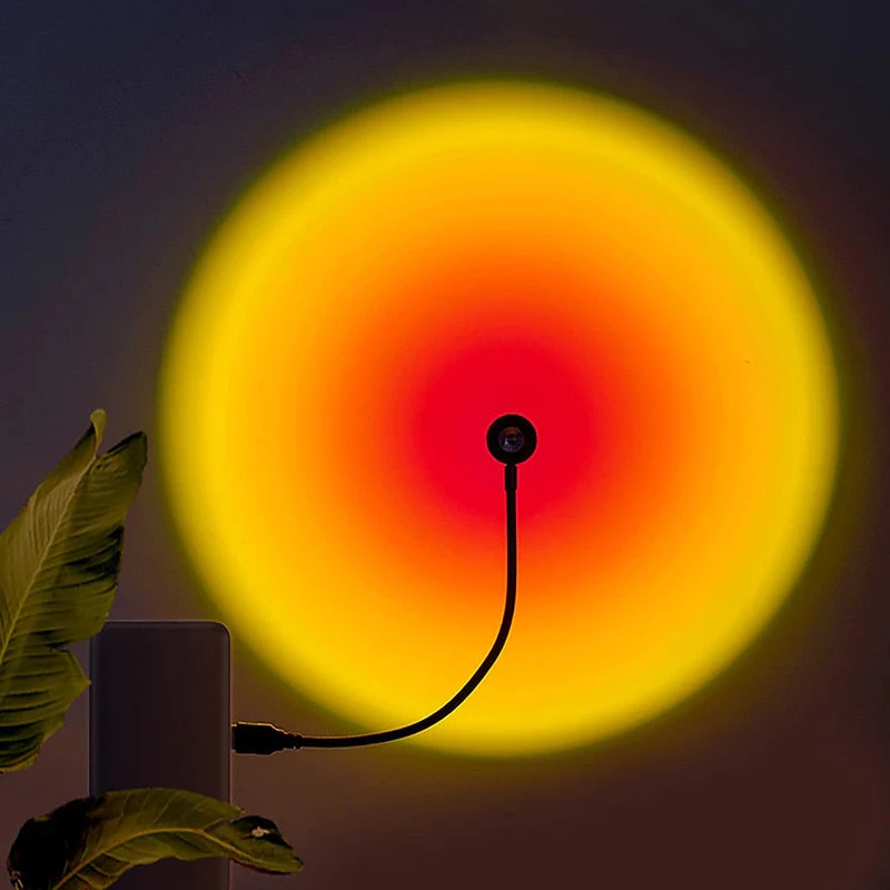 HULIANFU USB Sunset Rainbow Lamp Projection Atmosphere 7 Colors Night Light Photography Live Streaming Background Home Wall Decoration 50 - Deanwangkt