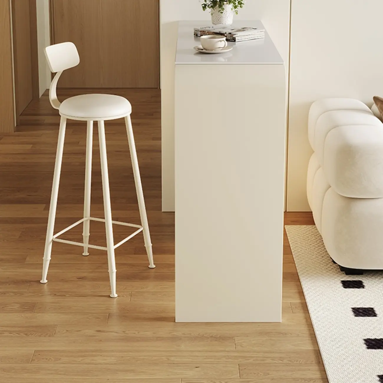 Modern Off-White Wood Integrated Design Bar Tables