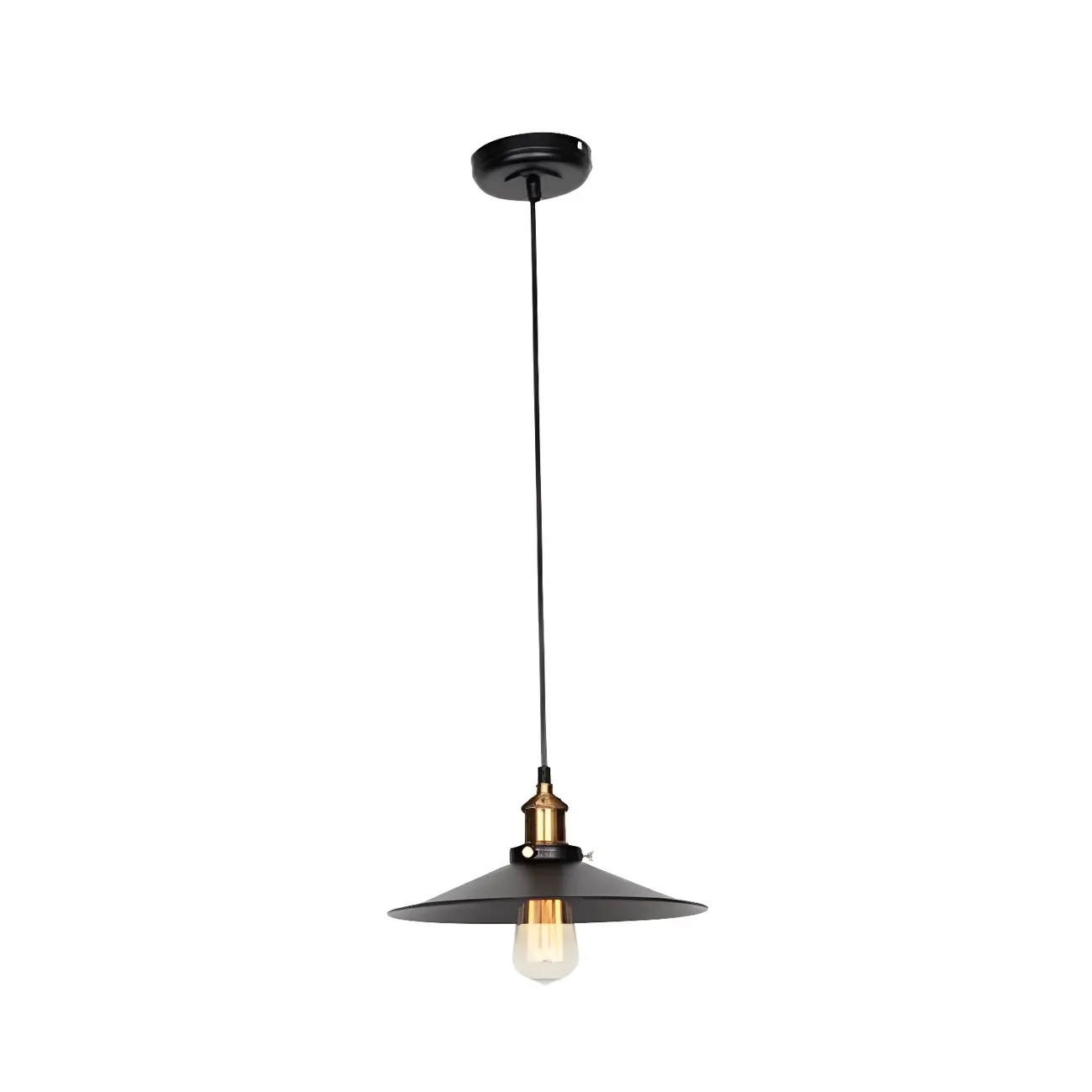 Industrial Black Metal Cone Hanging Pendant Light Fixture