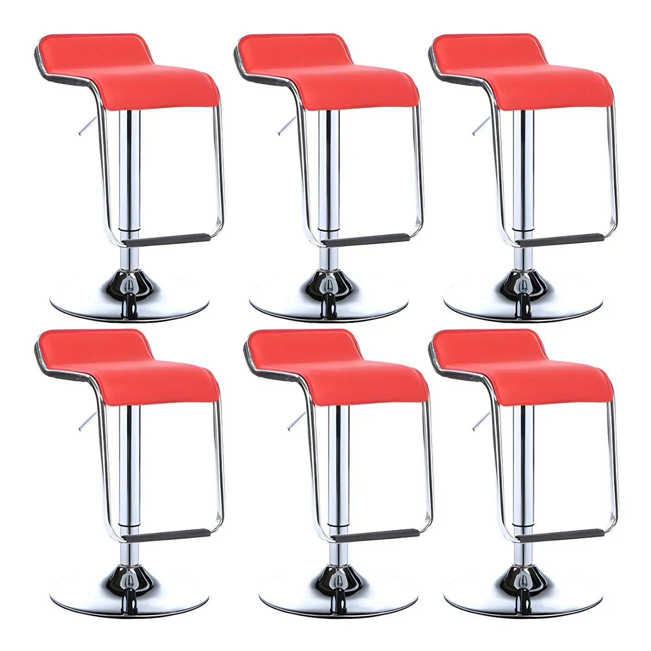 Modern Pedestal Swivel Bar Stool Adjustable Height Low Back Faux Leather