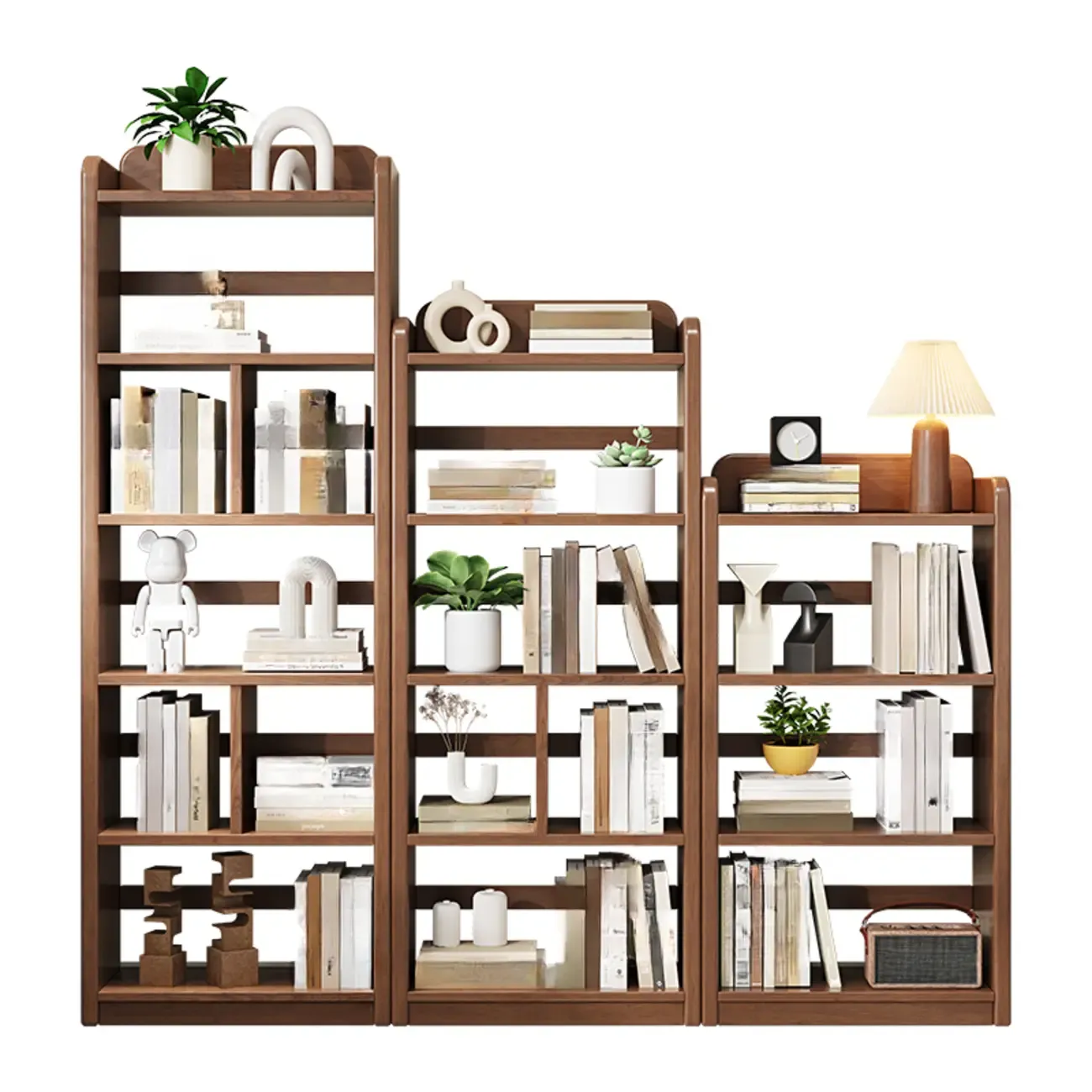 Rectangle Multi-Shelf Open Back Brown Wood Bookcase
