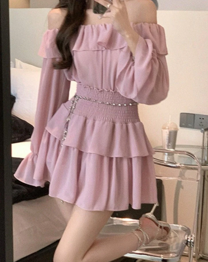 Hulianfu Two Piece Sets Womens Outifits 2026  New Fashion Casual Long Sleeve Chiffon Tops Chic Solid High Waisted Mini Skirt Sets - Deanwangkt